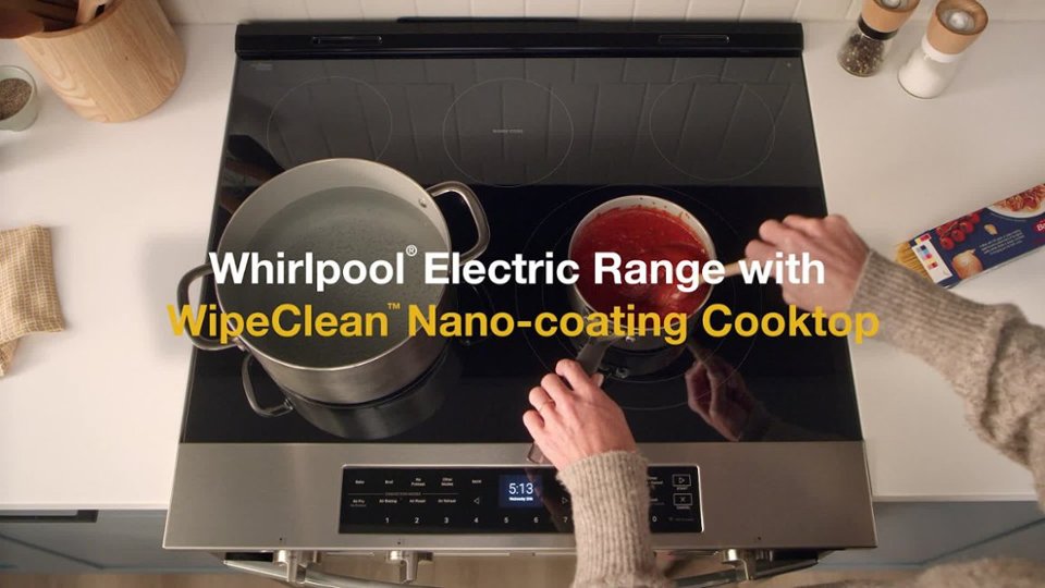 Whirlpool - 7 Series Range with WipeClean Nano-coating Cooktop video 0 minutes 26 seconds