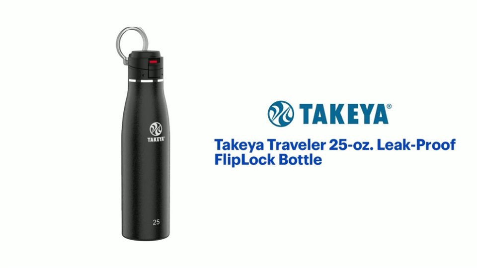 Takeya - Traveler 25-oz. Leak-Proof FlipLock Bottle - Onyx Product Features video 1 minutes 27 seconds