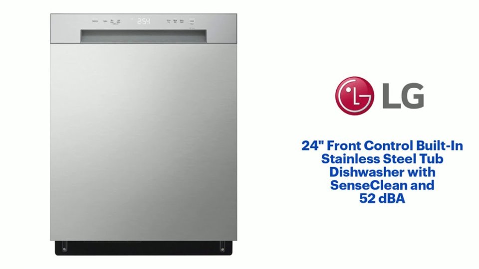 24 In. Front Control Built-In Stainless Steel Tub Dishwasher with SenseClean and 52 dBA Features video 1 minutes 52 seconds