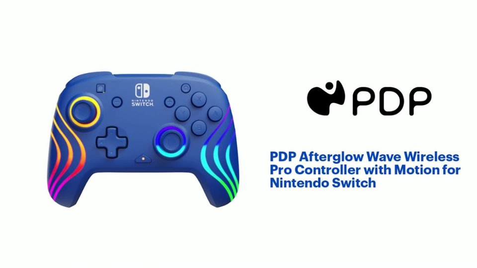 PDP - AfterglowT Wave Wireless Pro Controller with Motion for Nintendo SwitchT, and Nintendo SwitchT - OLED Model - Blue Product Features video 1 minutes 14 seconds
