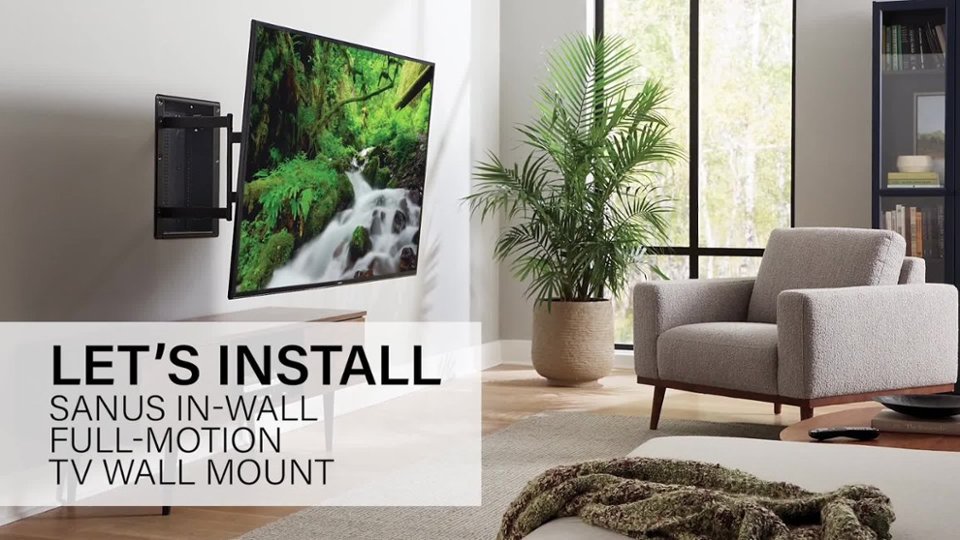Install of Super Slim Full-Motion TV Wall Mount video 2 minutes 57 seconds
