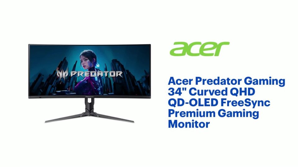 Acer-Predator Gaming 34" Curved QHD QD-OLED 240Hz 0.01ms FreeSync Premium Gaming Monitor Features video 2 minutes 12 seconds