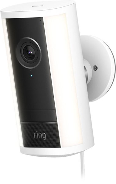 Ring - Spotlight Cam Pro (2nd Gen), Plug In, Retinal 4K for ultra-clear video, 10x Enhanced Zoom, 2 LED Spotlights - White