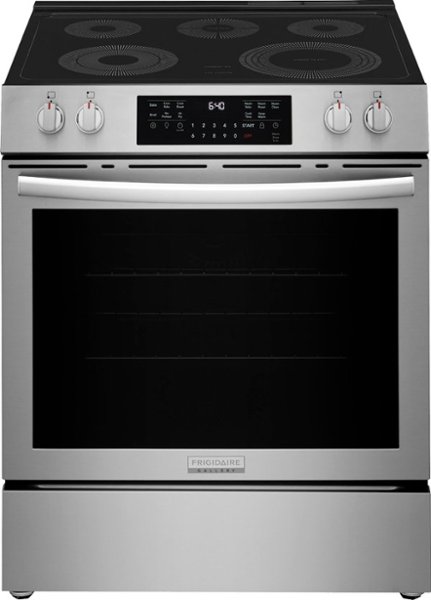 Frigidaire - Gallery 30 in. Wide 5 elements 5.3 Cu. Ft. Slide-In Electric Total Convection Range with Air Fry and Steam Clean - Stainless Steel