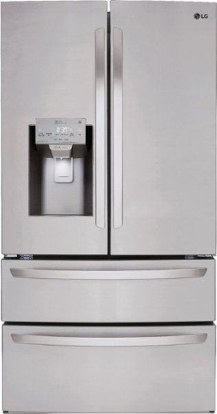 LG - 36-in Wide 27.8 Cu. Ft. 4-Door French Door Smart Refrigerator with Double Freezer Drawers - Stainless Steel