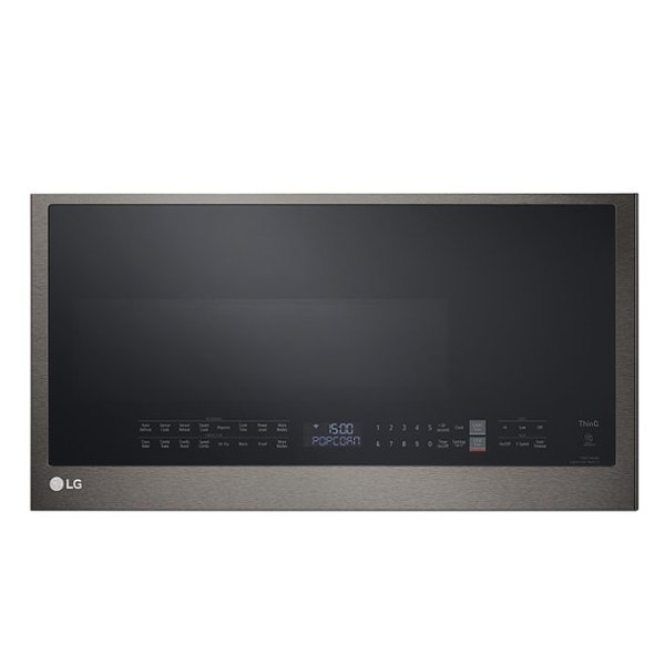 LG - 1.7 Cu. Ft. Convection Over-the-Range Smart Microwave with Sensor Cooking and Air Fry - Black Stainless Steel