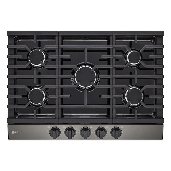 LG - 30-in Wide Built-In Gas Cooktop with 5 Burners and EasyClean - Black Stainless Steel