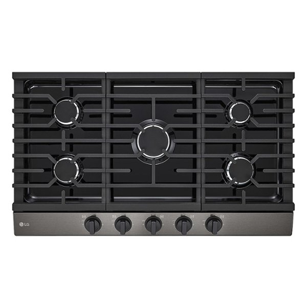 LG - 36-in Wide Built-In Gas Cooktop with 5 Burners and EasyClean - Black Stainless Steel