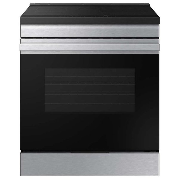 Samsung - 30 in. Wide 4 Elements Bespoke 6.3 Cu. Ft. Slide-In Electric Induction Range with Anti-Scratch Glass Cooktop - Stainless Steel