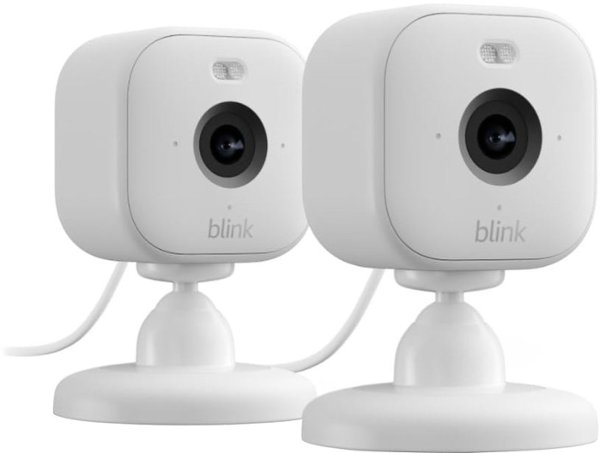 Blink - Mini 2 - Home Security & Pet Camera(s) with HD video, color night view, motion detection, two-way audio - 2 cam - White