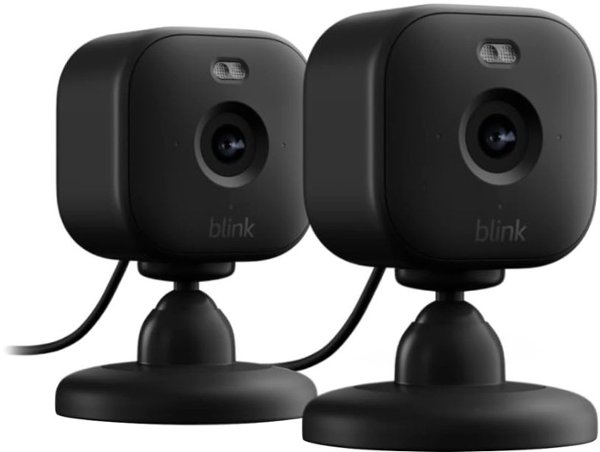 Blink - Mini 2 - Home Security & Pet Camera(s) with HD video, color night view, motion detection, two-way audio - 2 cam - Black