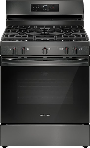 Frigidaire - 30 in. Wide 5 burners 5.1 Cu. Ft. Freestanding Gas Range with Air Fry - Black Stainless Steel