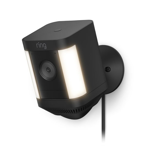 Ring - Spotlight Cam Plus Outdoor/Indoor 1080p Plug-In Surveillance Camera - Black