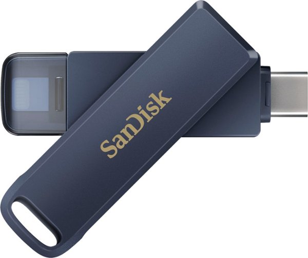 SANDISK - 128GB USB Flash Drive for iPhone Lightning and USB Type-C Metallic Sky - Blue