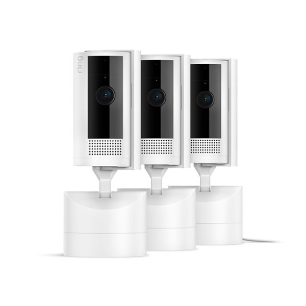 Ring - 3-Pack Pan-Tilt Indoor Security Cam with 360° Horizontal Pan Coverage, Live View & Two-Way Talk, and HD Video - White