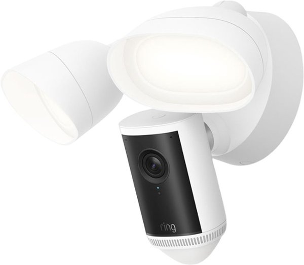 Ring - Floodlight Cam 4K Pro, Retinal 4K video, up to 10x Zoom, ultra-bright motion-activated floodlights - White