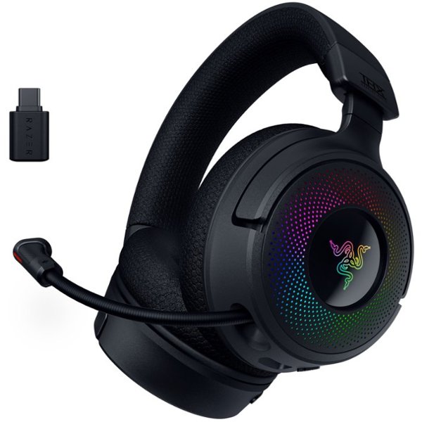 Razer - Kraken V4 Wireless Over-the-Ear Gaming Headset for PC, Mac, Playstation, Nintendo Switch, Steam Deck, Mobile, and Tablet - Black